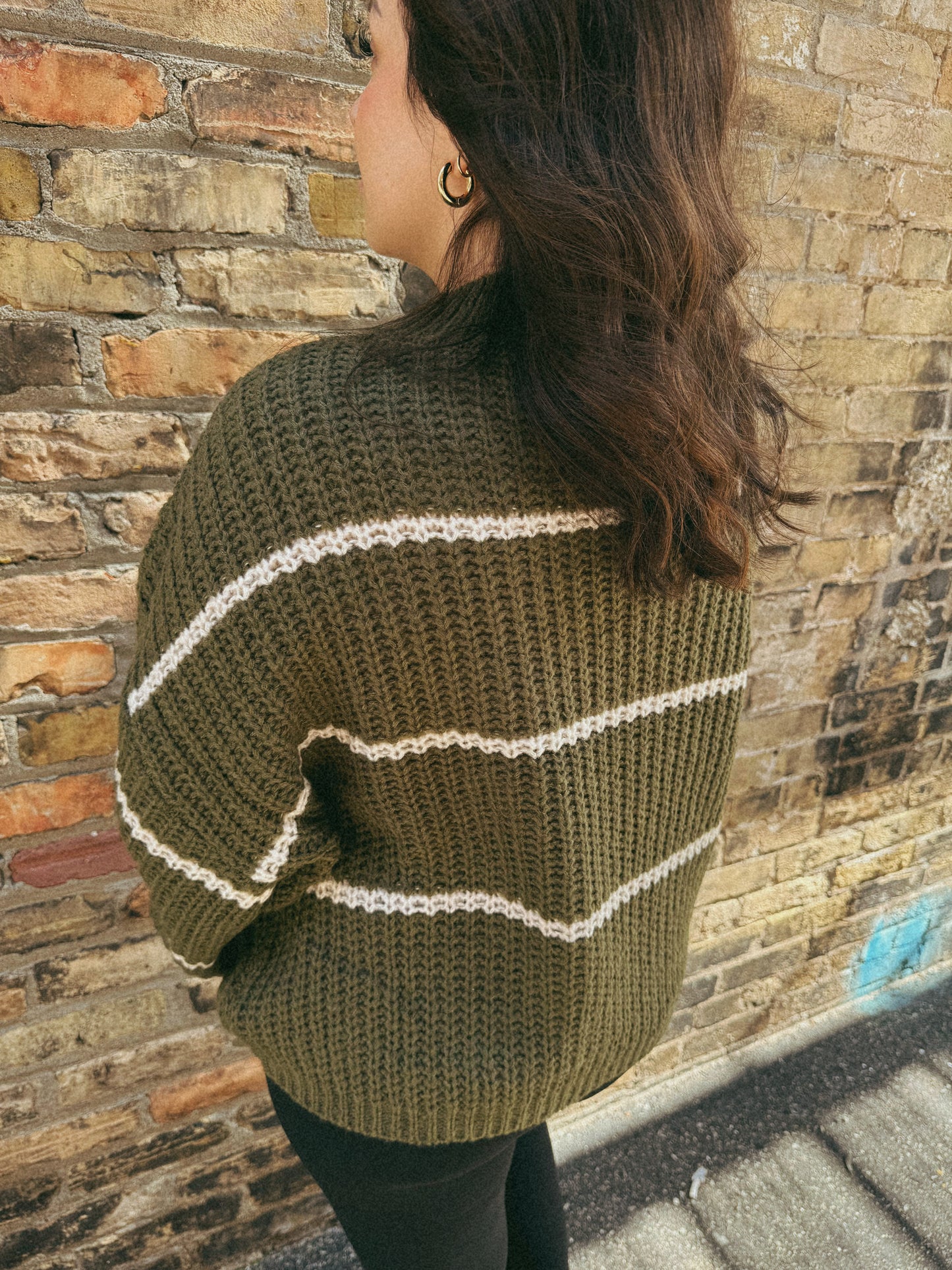 Olive Stripe Oversized Sweater