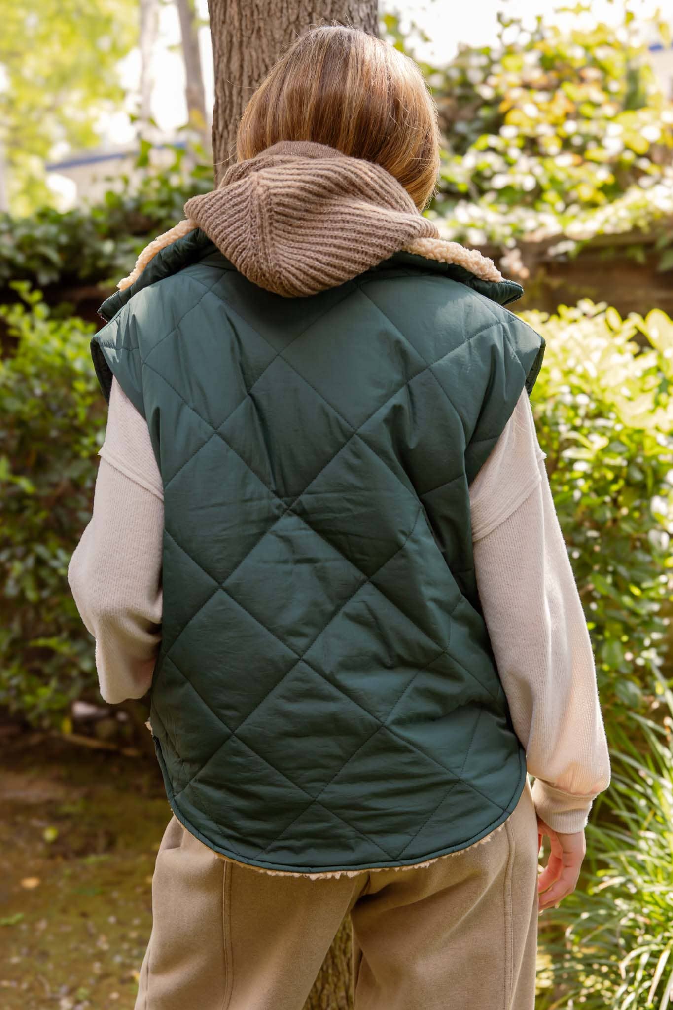 Quilted Puffer Vest - Hunter Green