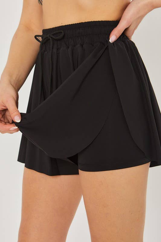 Flowy Drawstring Shorts - Black