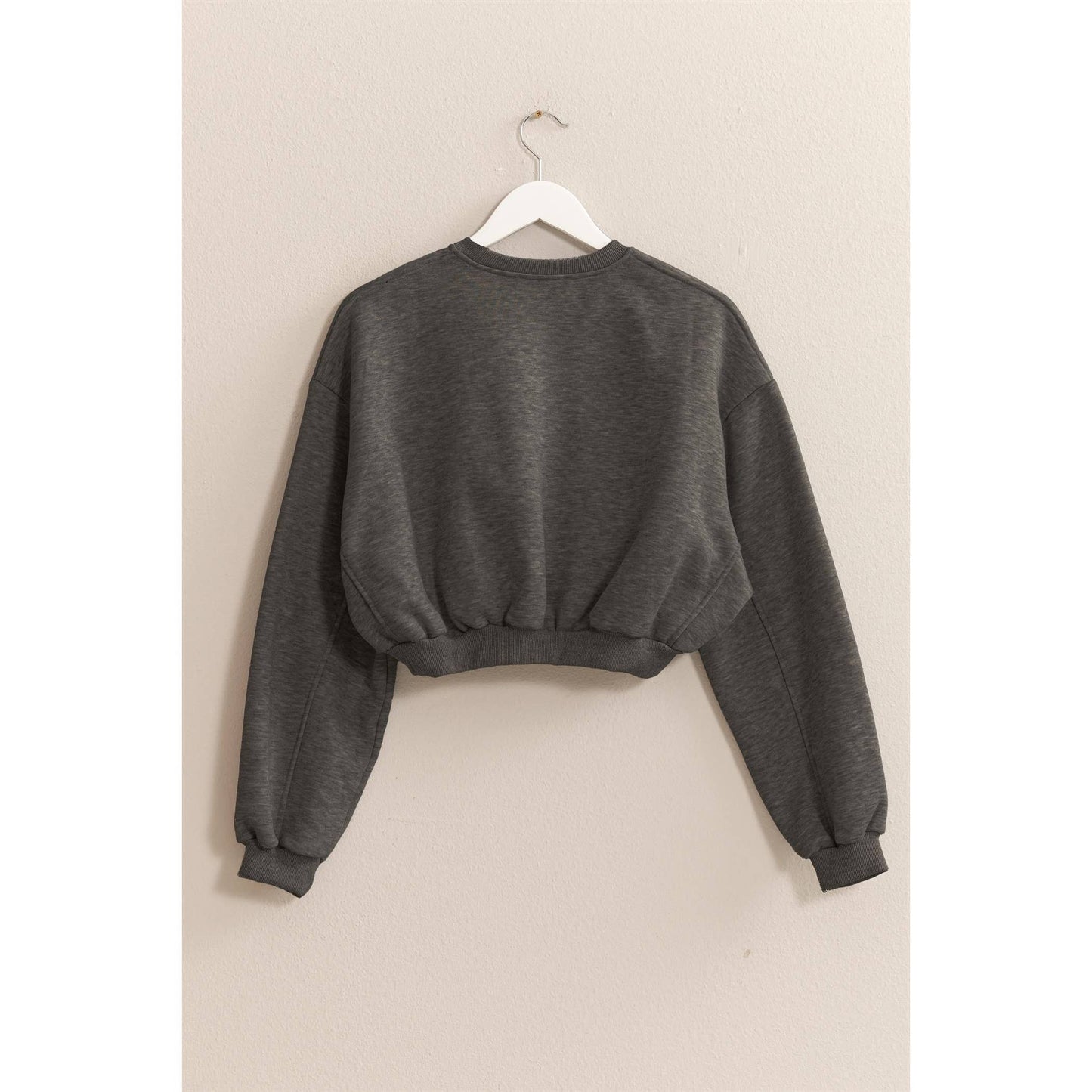 Washed French Terry Cropped Crew - Charcoal