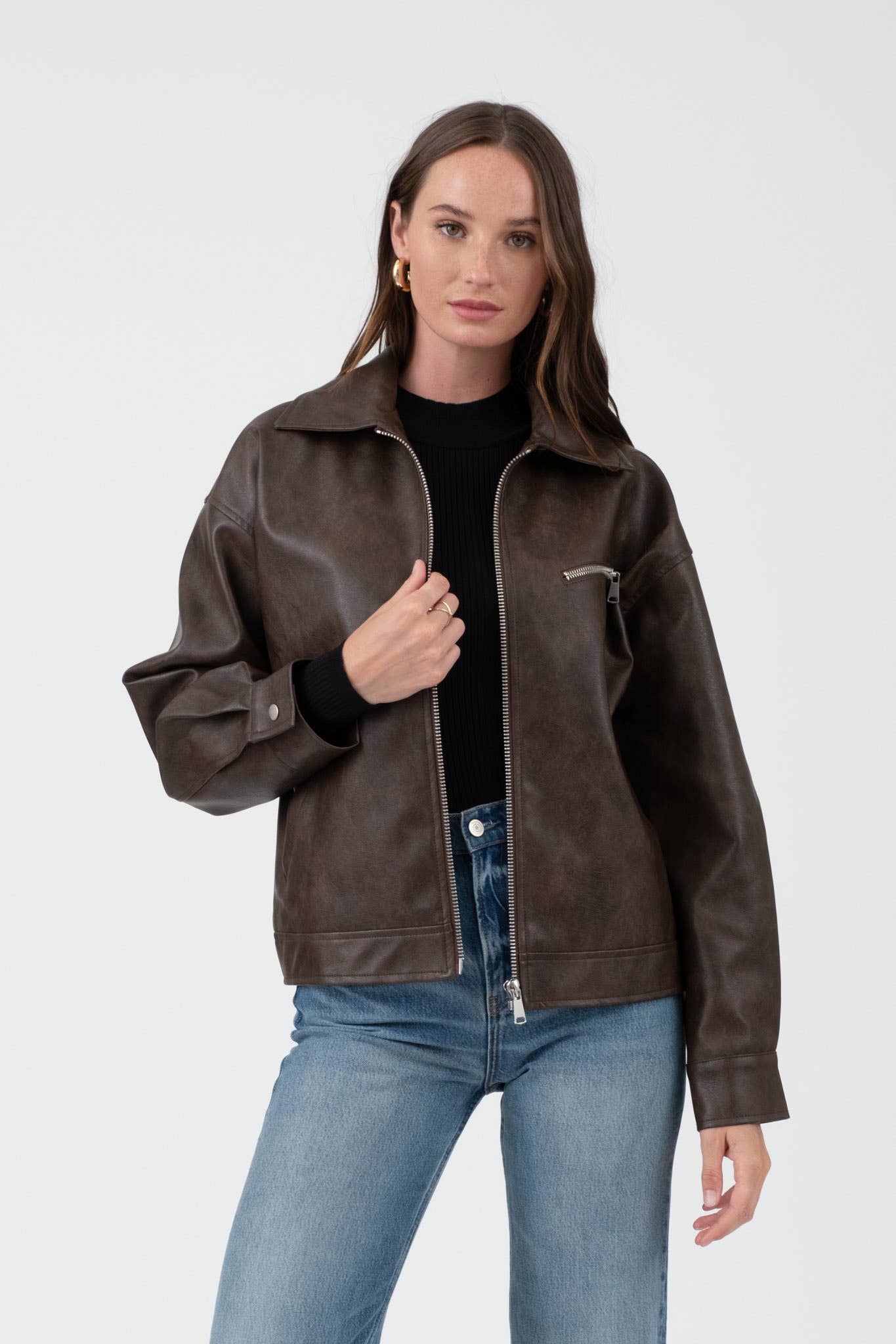 Espresso Faux Leather Jacket