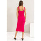 Fuchsia Mesh Ruched Bodycon Dress