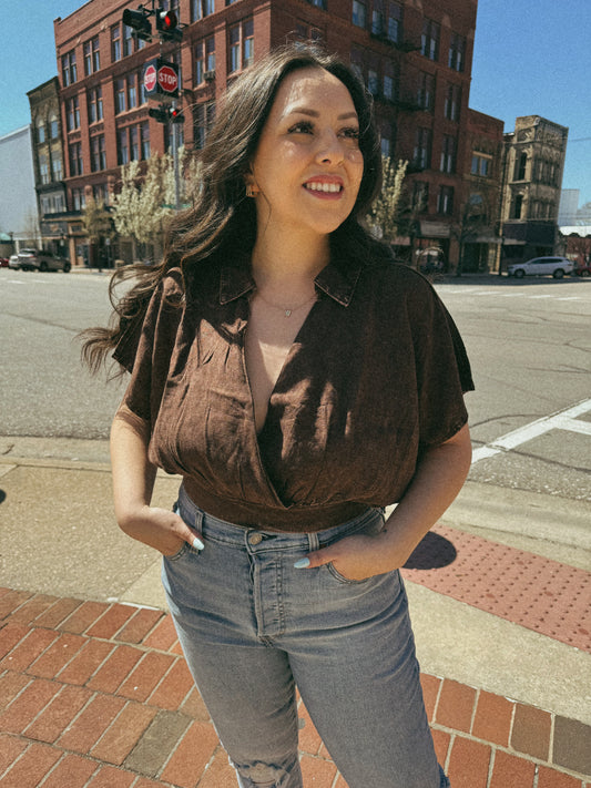 Linen Surplice Crop Top