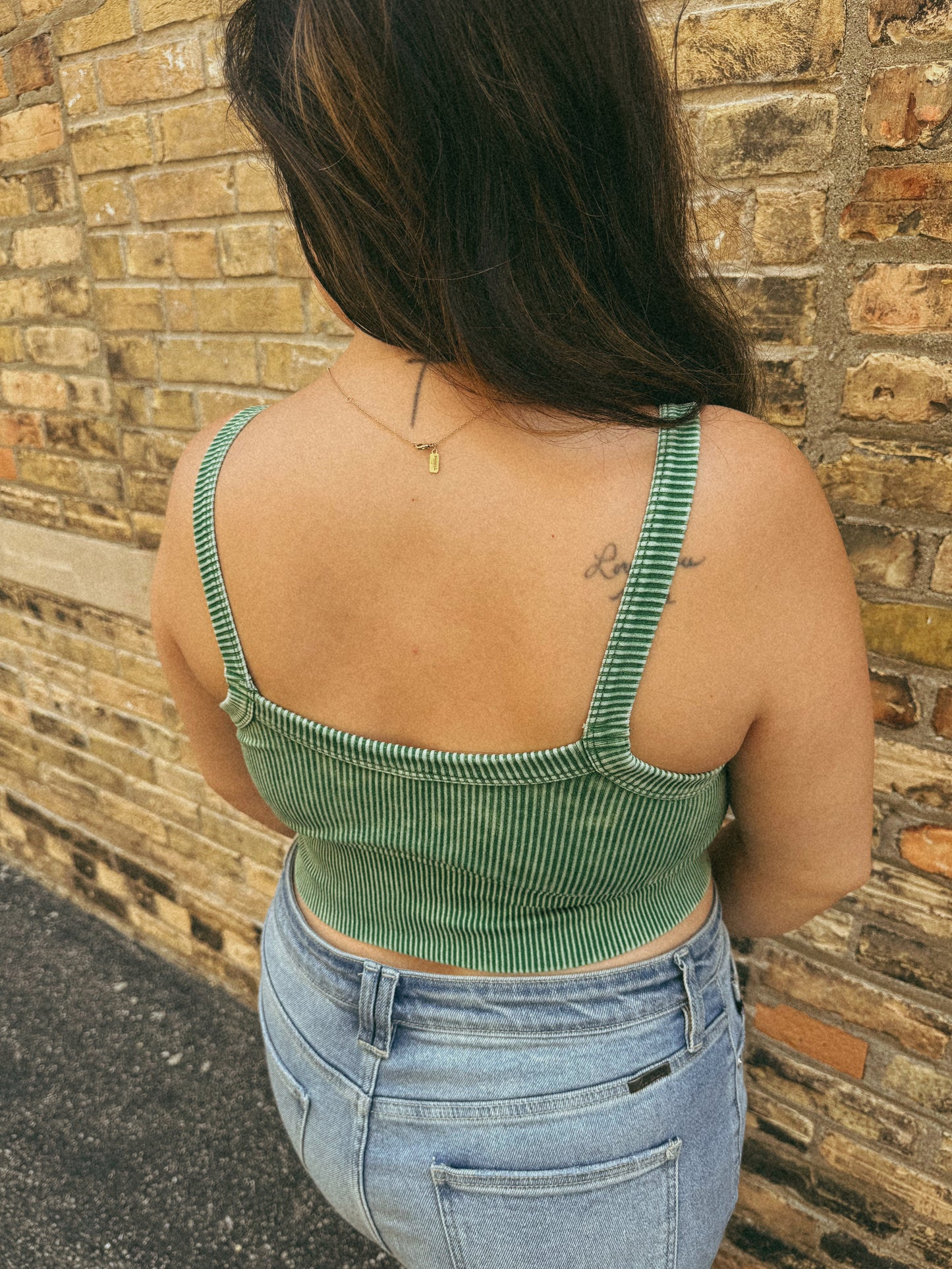 V-Neck Bra Tank - Green