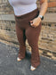 Chocolate Foldover Flare Sweater Pants