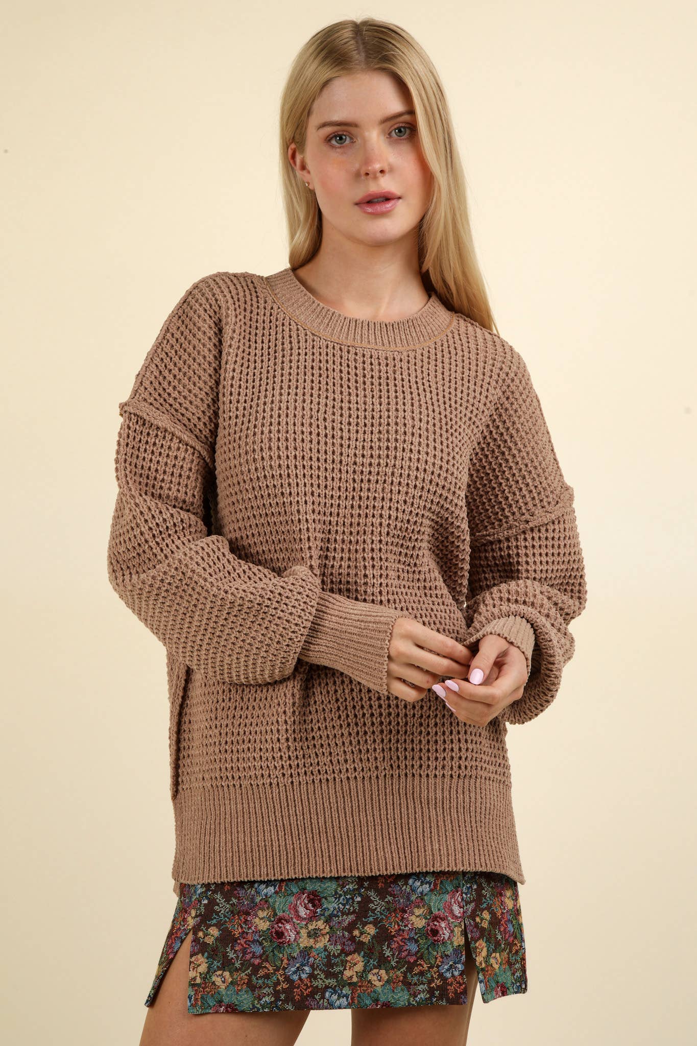 Taupe Oversized Knit Sweater