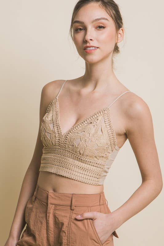 Crochet Bra Tank - Khaki