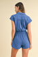 Katie Collared Romper - Cobalt Blue