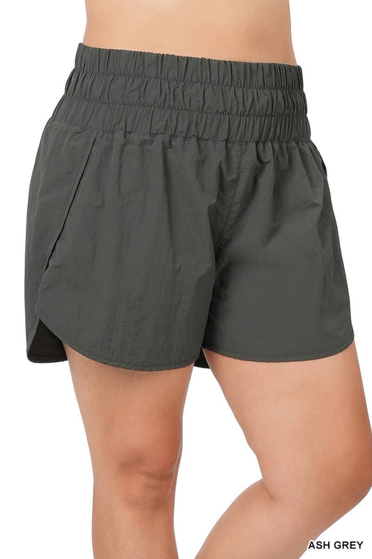 Curvy Windbreaker Running Shorts - Ash Grey